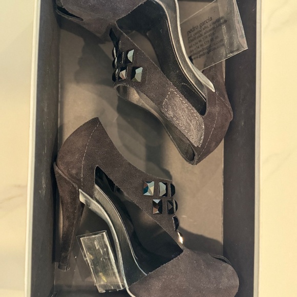 Pedro Garcia “Precious” Black Suede Open-Toe Heels – Size 5.5 US – Pre-Owned - Picture 15 of 16